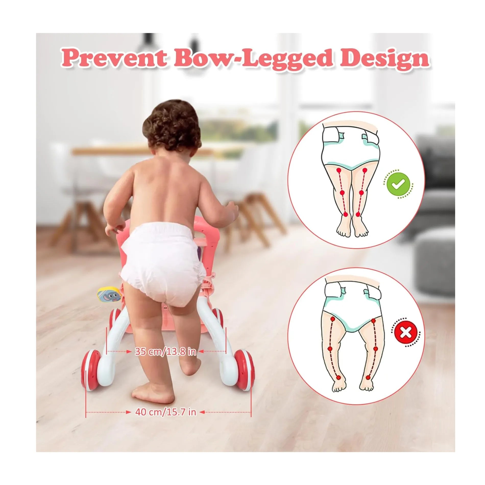 Andador caminador bebe juguete interactivo luz sonido rosado