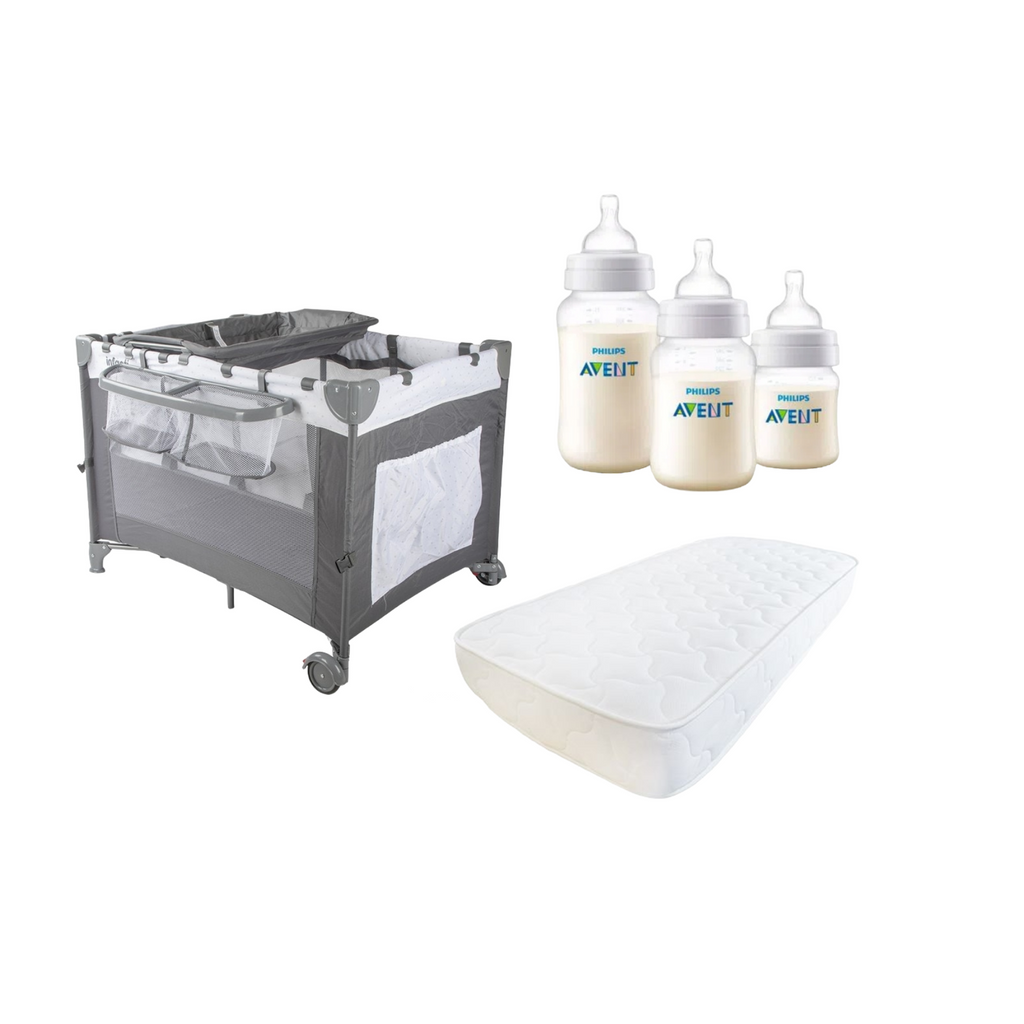 Cuna Colchón Playard Always Together Marengo Set 3 mamaderas anti-colic