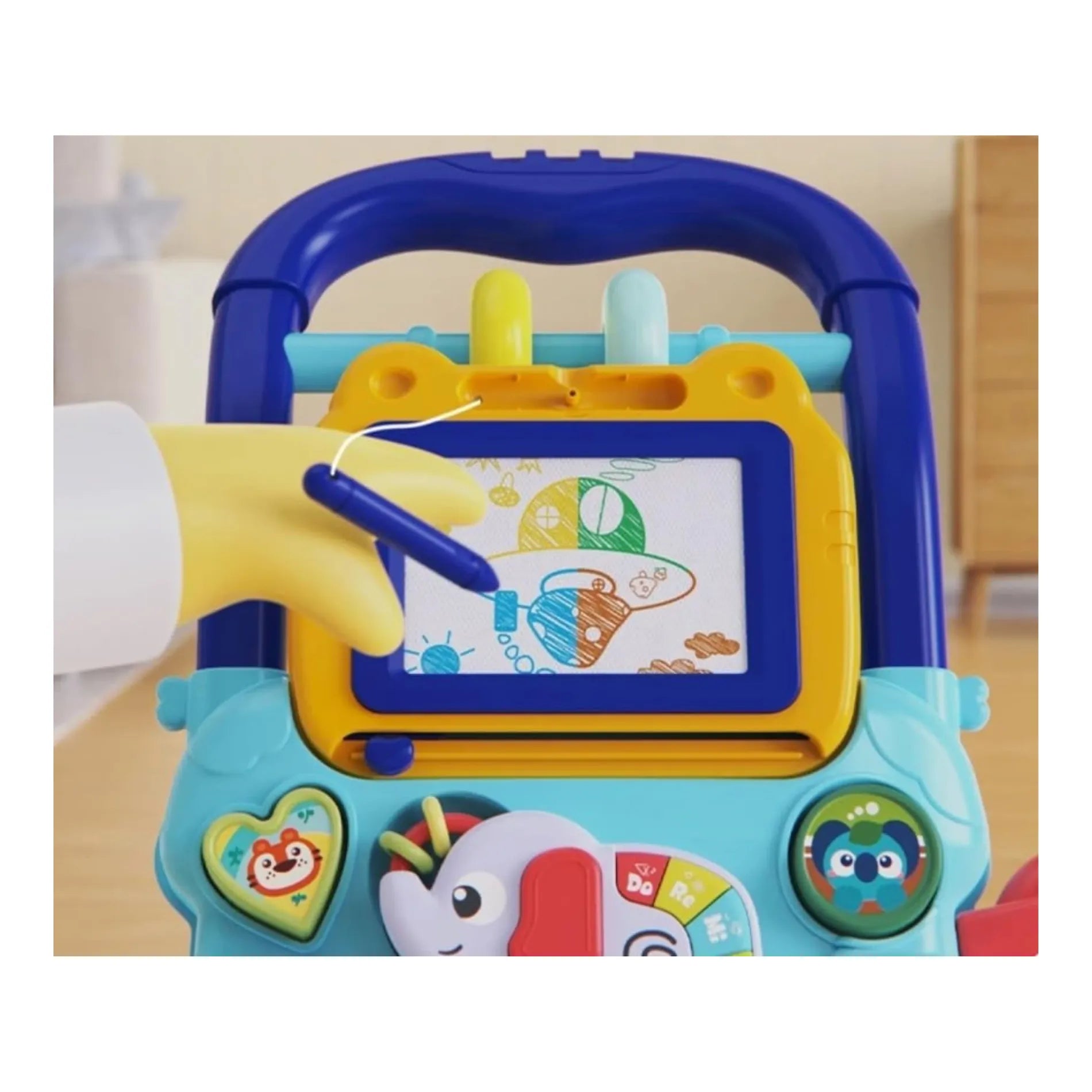 Andador caminador bebe juguete interactivo luz sonido Celeste