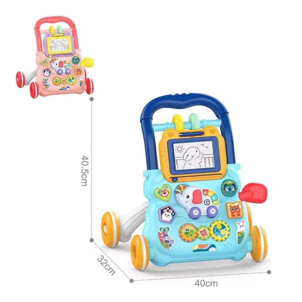Andador caminador bebe juguete interactivo luz sonido Celeste