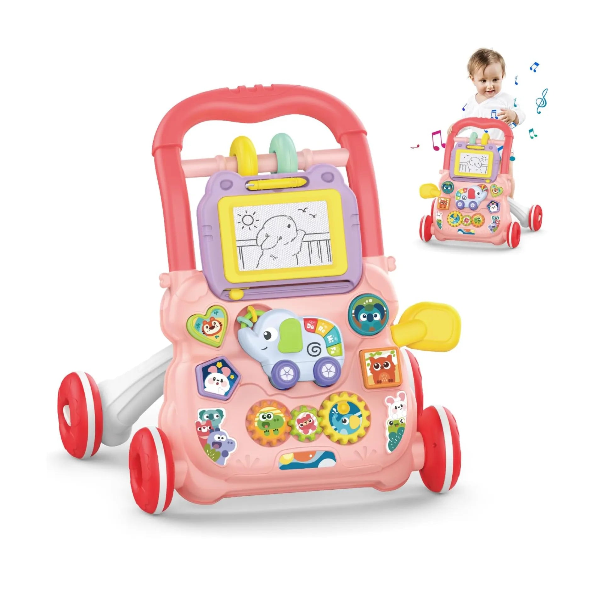 Andador caminador bebe juguete interactivo luz sonido rosado