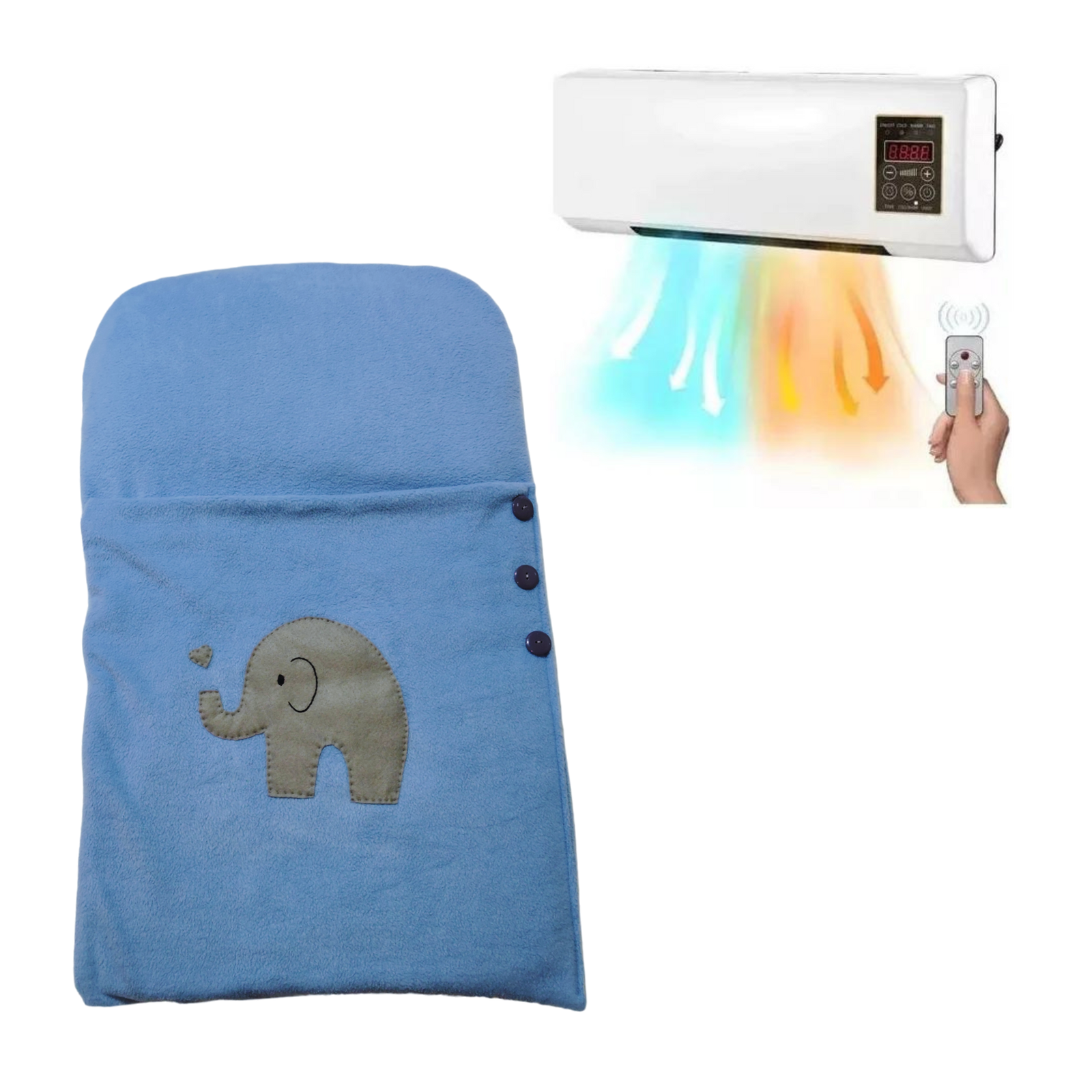 Aire Acondicionado frio y calor + saco de dormir Azul