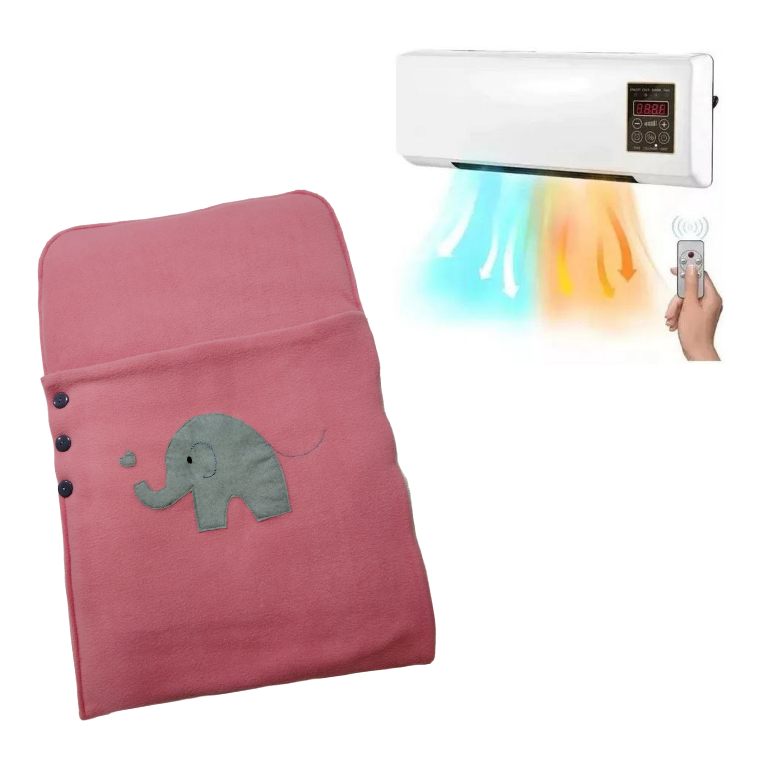 Aire Acondicionado frio y calor + saco de dormir Rosa