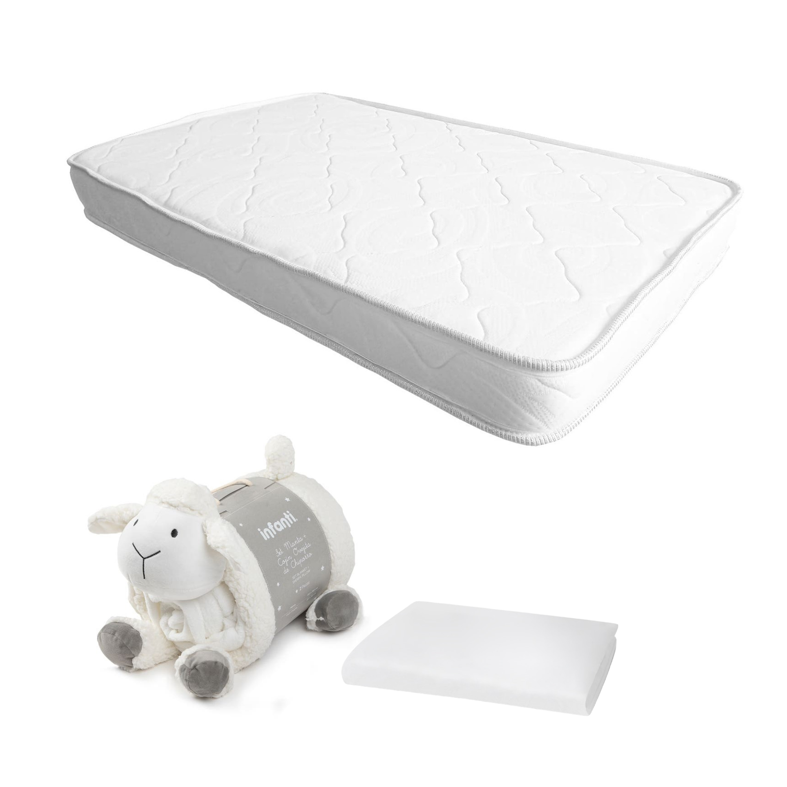 Colchón de cuna Espuma 107x67cm Protector y manta oveja