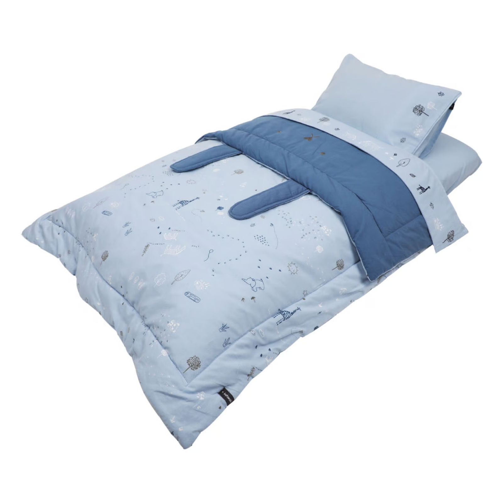 Cuna mas colchón Always together Set sabanas Azul y Sonajeros